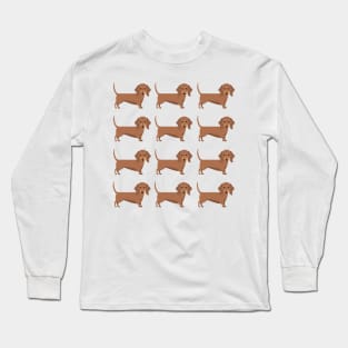 Brown Dachshund dog breed cute pattern Long Sleeve T-Shirt